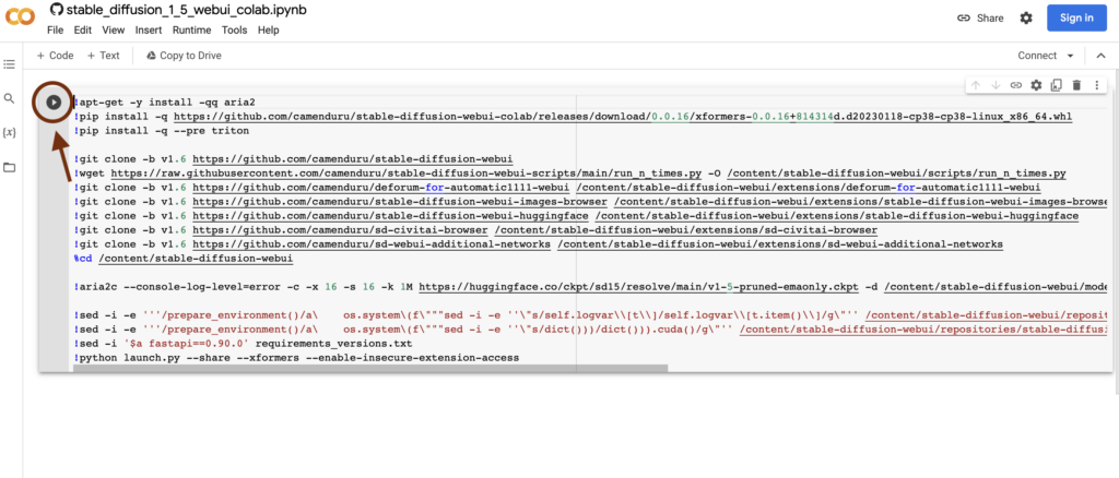 Running Stable Diffusion on Google Colab 