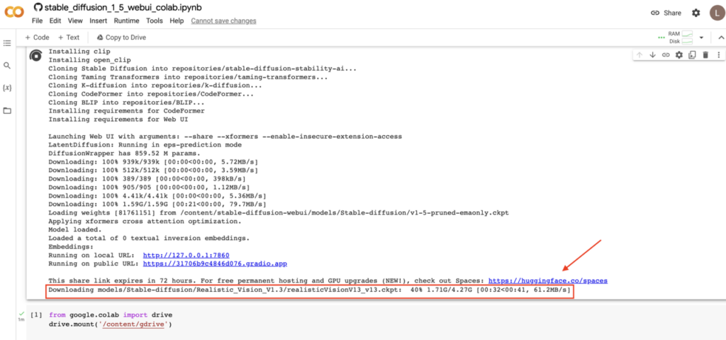Google colab when downloading civitai models
