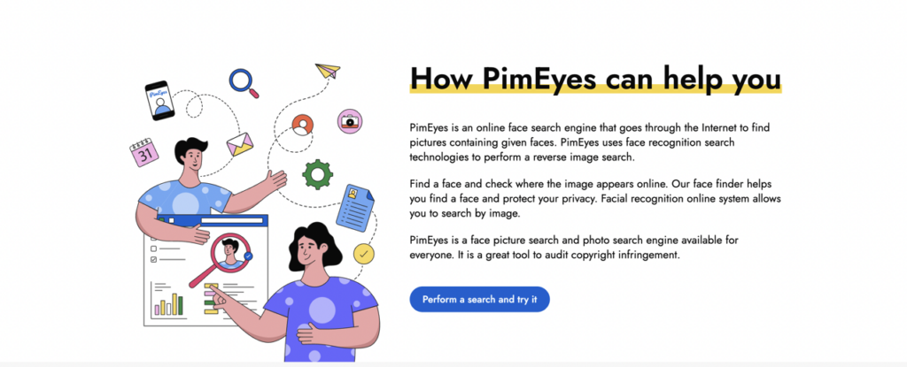 Pimeyes.com How It Works Page as of March 2023
